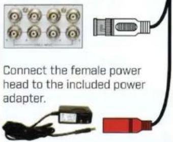 Connect the female power head to the included power adapter.