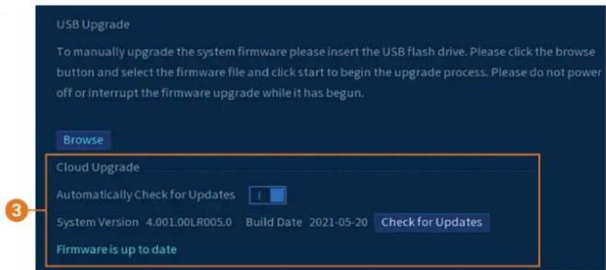USB Upgrade To manually upgrade the system firmware please insert the USB flash drive. Please click the browse button and select the firmware file and click start to begin the upgrade process. Please do not power off or interrupt the firmware upgrade while it has begun. Browse Cloud Upgrade Automati…