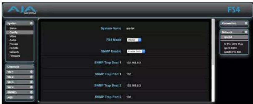 AIA MSI SYSTEM FS4 System Name api-94 FS4 Mode H550 SNMP Enable Enugu Bn1 SNMP Trap Dest 1 192.168.0.3 SNMP Trap Port 1 162 SNMP Trap Dest 2 192.168.0.3 SNMP Trap Port 2 162 Channels Vid 1 Vid 2 Vid 3 Vid 4 EMBED AES Connection Network api-94 KJ Pro Ultra Plus api-R-HSR AJAKI Pro OO