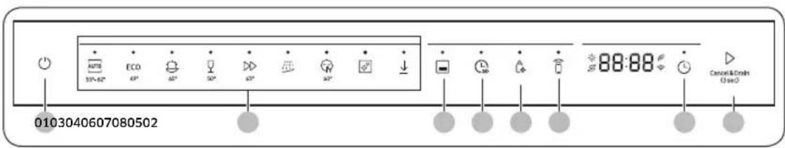 0103040607080502 ECO 50°-82° 50° 50° 50° 88:88 Cancel&Drocks UseO