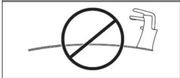 Safety warning symbol showing a diagonal slash next to a circle with no diagonal slash, indicating no proper motion.