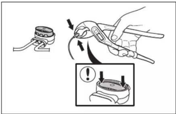 Diagram illustrating a manual tool application with a magnified inset showing warning symbols for the process.