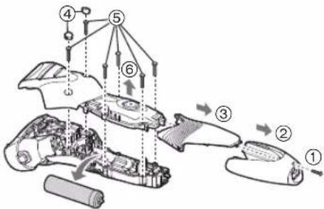 Exploded view diagram of a mechanical device with numbered components for assembly or maintenance