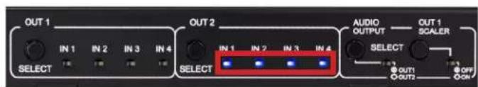 OUT 1 IN 1 IN 2 IN 3 IN 4 SELECT OUT 2 IN 1 IN 2 IN 3 IN 4 SELECT AUDIO OUTPUT OUT 1 SELECT OUT 1 OUT 2 OUT 1 OUT 2 OUT 1 OUT 2 OUT 1 OUT 2 OUT 1 OUT 2