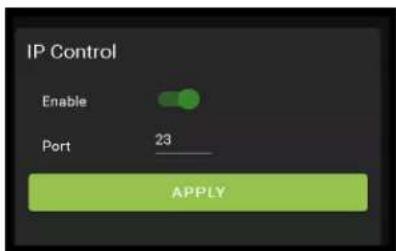 IP Control Enable Port 23 APPLY