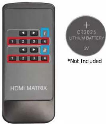HDMI MATRIX 1 2 3 4 1 2 3 4 CR2025 LITHIUM BATTERY 3V *Not Included