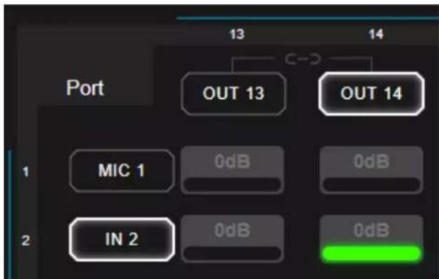 Port 13 14 OUT 13 OUT 14 MIC 1 0dB 0dB IN 2 0dB 0dB