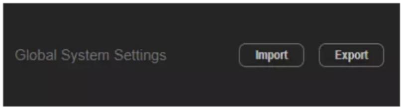 Global System Settings Import Export