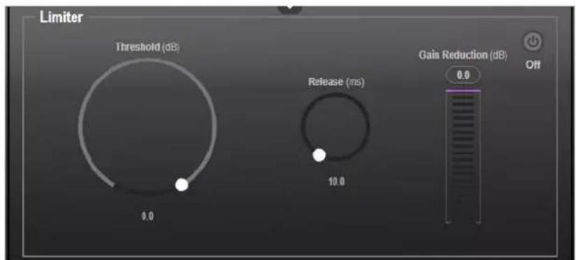 Limiter Threshold (dB) Release (ms) 10.0 Gain Reduction (dB) Off 0.0