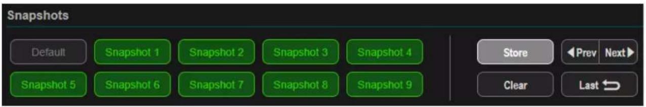 Snapshots Default Snapshot 1 Snapshot 2 Snapshot 3 Snapshot 4 Snapshot 5 Snapshot 6 Snapshot 7 Snapshot 8 Snapshot 9 Store Prev Next Clear Last