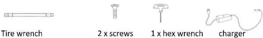 Tire wrench 2 x screws 1 x hex wrench charger