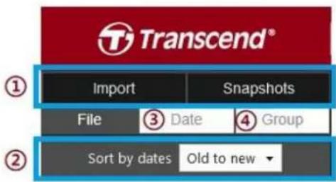 TRANSCEND DrivePro 20B - ファイルのインポートとスナップショットの表示 (A) - 1