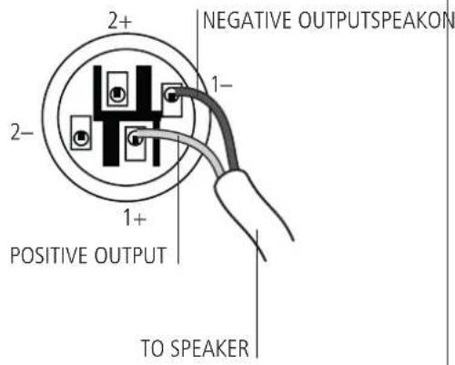 NEGATIVE OUTPUTSPEAKON 1- 2+ 1+ POSITIVE OUTPUT TO SPEAKER