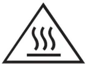 Warning symbol depicting steam rising inside a triangle, commonly used in safety or hazard prevention.