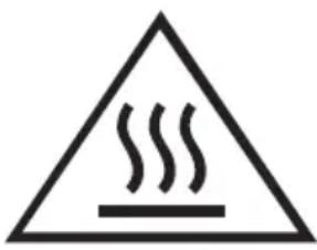 Warning symbol depicting steam inside a triangle, indicating heat or hazard