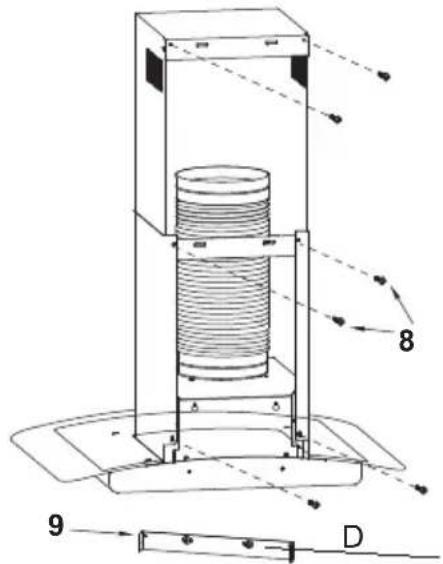 Technical diagram of a mechanical device with labeled components and motion indicators
