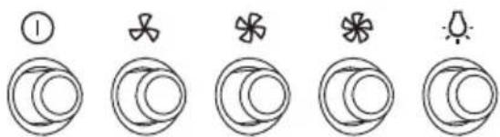 Five circular symbols with corresponding leaf and star icons, possibly representing a pattern or symbolic representation.
