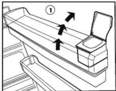 Technical diagram showing a mechanical assembly with labeled components and directional arrows indicating motion or force.