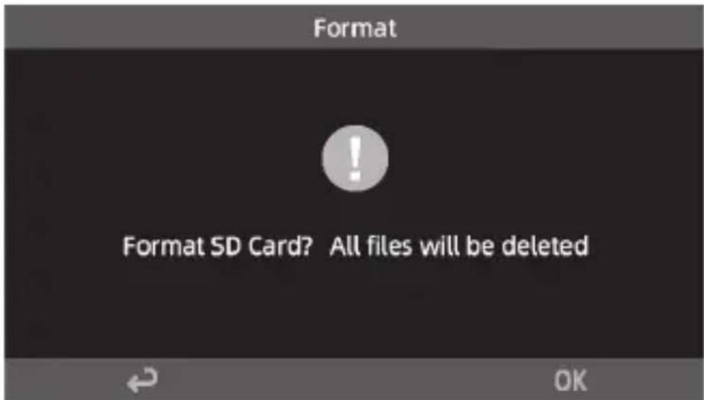 Format Format SD Card? All files will be deleted OK
