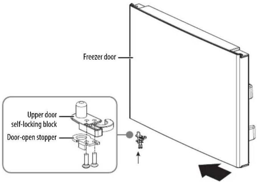 Freezer door Upper door self-locking block Door-open stopper