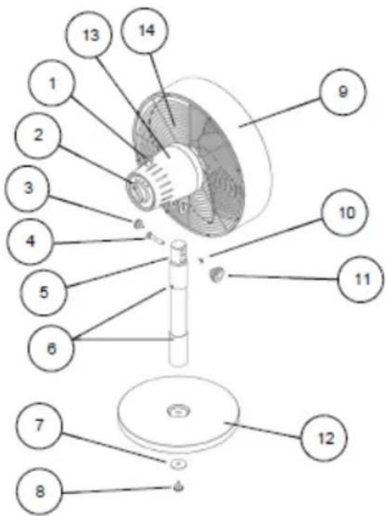 Technical diagram of a mechanical assembly with numbered components for identification