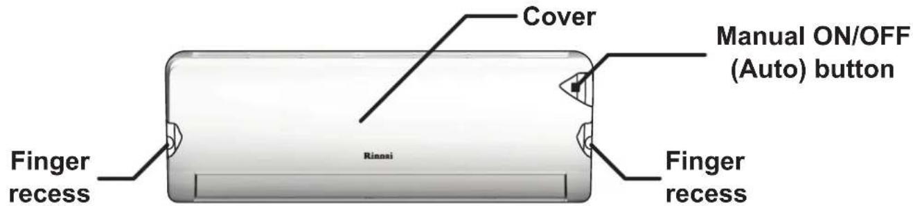 Cover Manual ON/OFF (Auto) button Finger recess Rinnai Finger recess