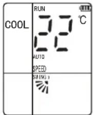 RUN COOL 22 °C AUTO SPEED SITING 3