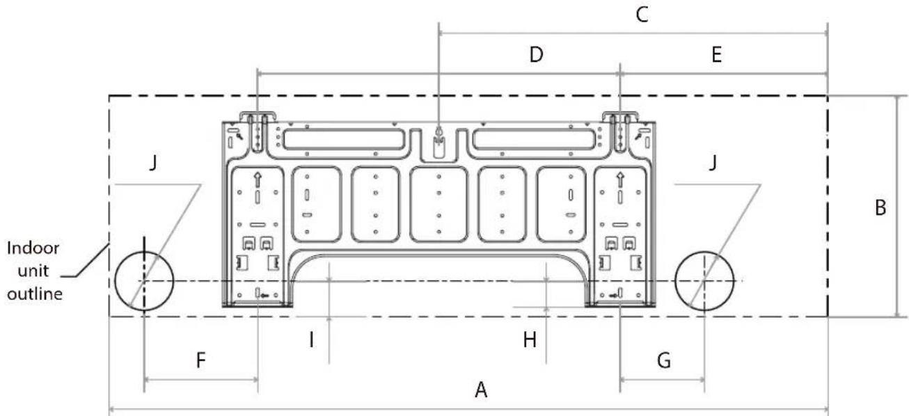 Indoor unit outline J C D E J B F I H G A