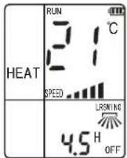 RUN 21°C HEAT SPEED LRSNING 4.5 H OFF