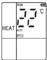 RUN 22 ℃ HEAT AUTO SPEED