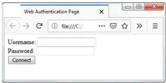 Web Authentication Page Username: Password: Connect