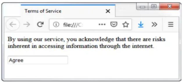 Terms of Service File:///C ... ↙ ↓ >> ≡ By using our service, you acknowledge that there are risks inherent in accessing information through the internet. Agree