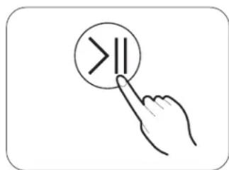 Hand icon pointing at a circle with greater-than symbol, commonly used to indicate navigation or comparison.