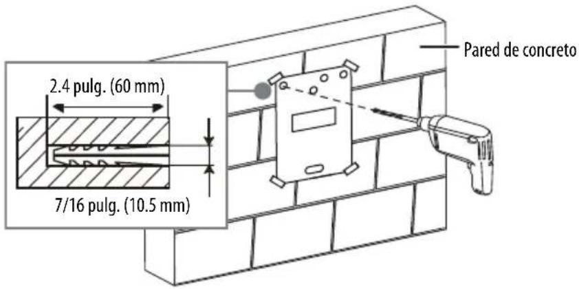 2.4 pulg. (60 mm) 7/16 pulg. (10.5 mm) Pared de concreto