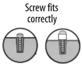 Screw fits correctly