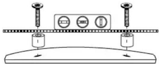 Diagram of a mechanical setup with screws, a central component, and a base (no text or symbols)