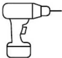 Simple line drawing of a handheld electric drill (no text or symbols)