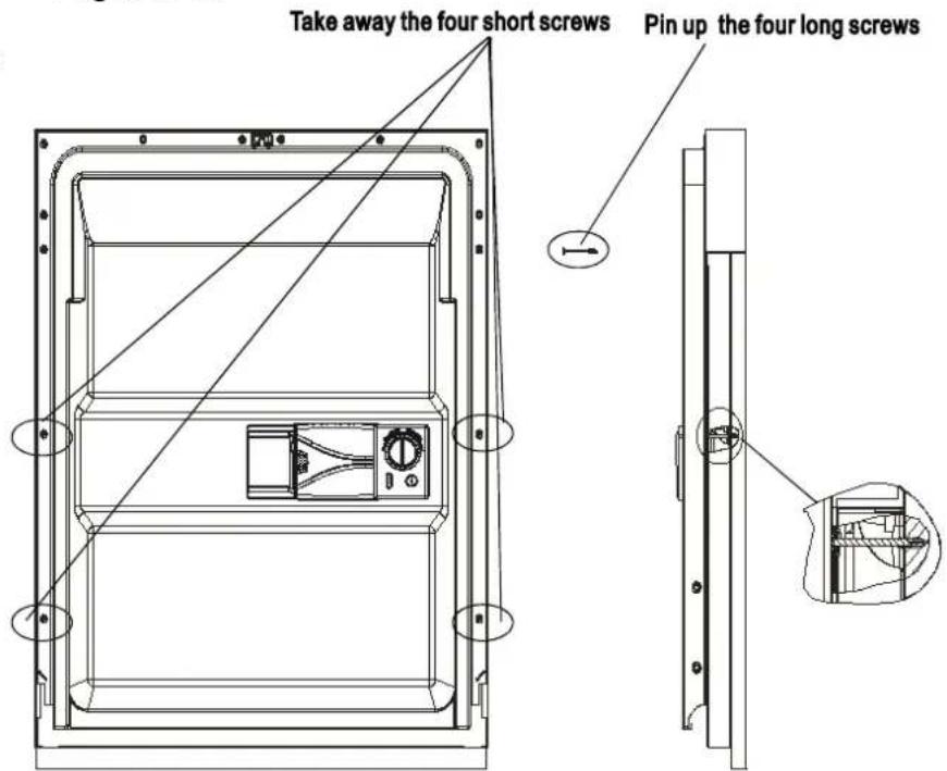 Take away the four short screws Pin up the four long screws