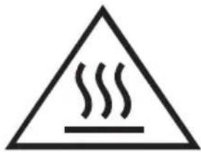 Warning symbol depicting steam rising inside a triangle, indicating heat hazard