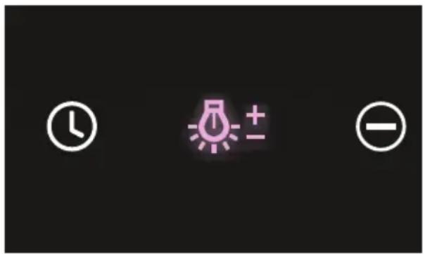 Weather and lighting indicator icons showing clock, lamp, and minus sign with plus and minus signs