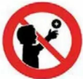 Prohibition sign with silhouette of person holding a magnifying glass, enclosed in red circle
