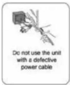 Do not use the unit with a defective power cable