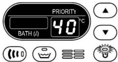 PRIORITY 40°C BATH (/) ▲ ▼ 0 0 3
