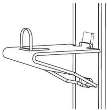 Technical line drawing of a mechanical clamp or bracket assembly (no text or symbols)