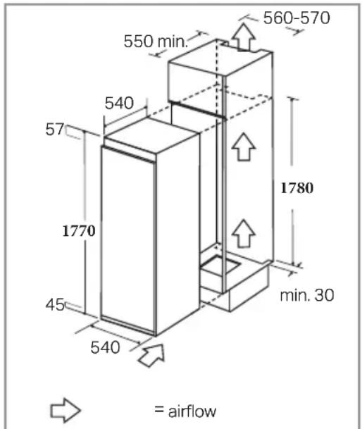 550 min. 560-570 540 57 1770 1780 45 min. 30 540 = airflow