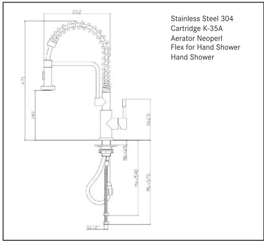 Stainless Steel 304 Cartridge K-35A Aerator Neopel Flex for Hand Shower Hand Shower