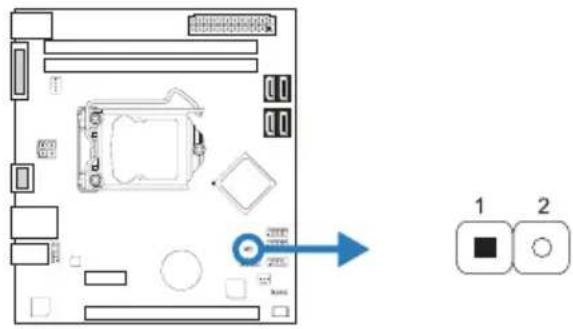 Diagram of a computer motherboard with labeled components and directional arrow indicating process flow