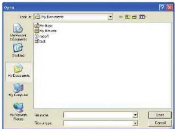 Open Look in: My Documents My Music My Retiree Report Test My Record Documents Desktop My Documents My Computer My Network Pieces File name: Files of type: Date Cancel
