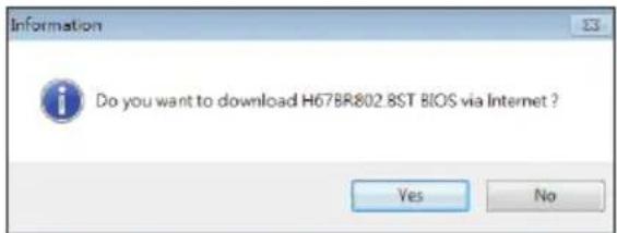 Information Do you want to download H67BR802.8ST BIOS via Internet ? Yes No