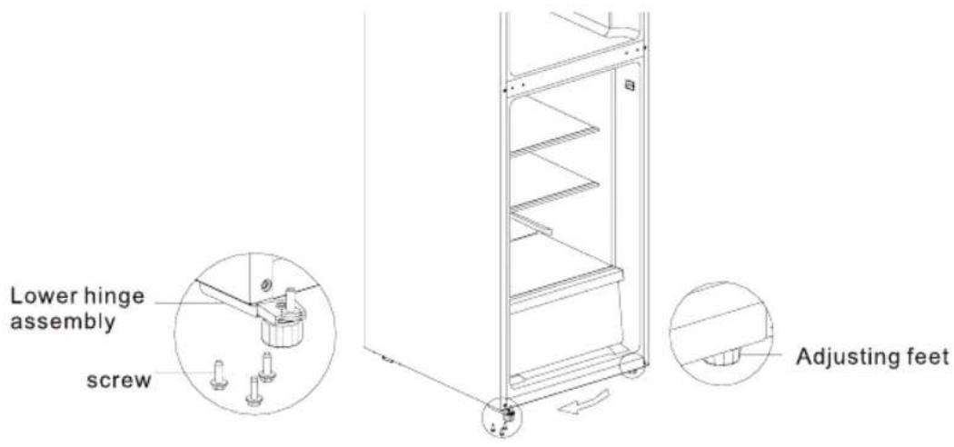 Lower hinge assembly screw Adjusting feet